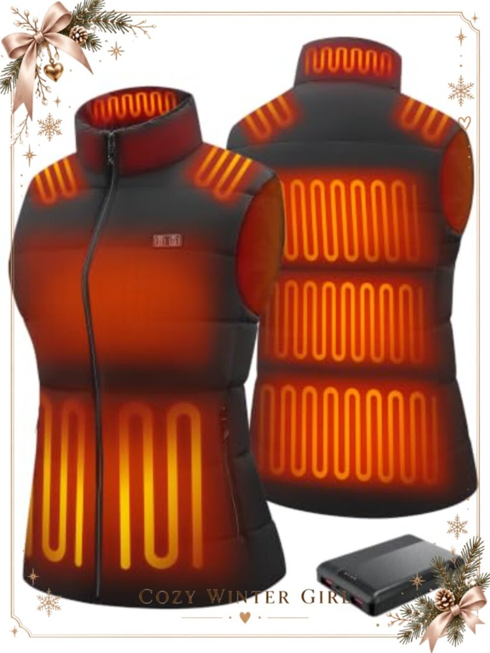 Heated Vest with 10000mAh Battery Pack and 15 Heating Zones Polyester
